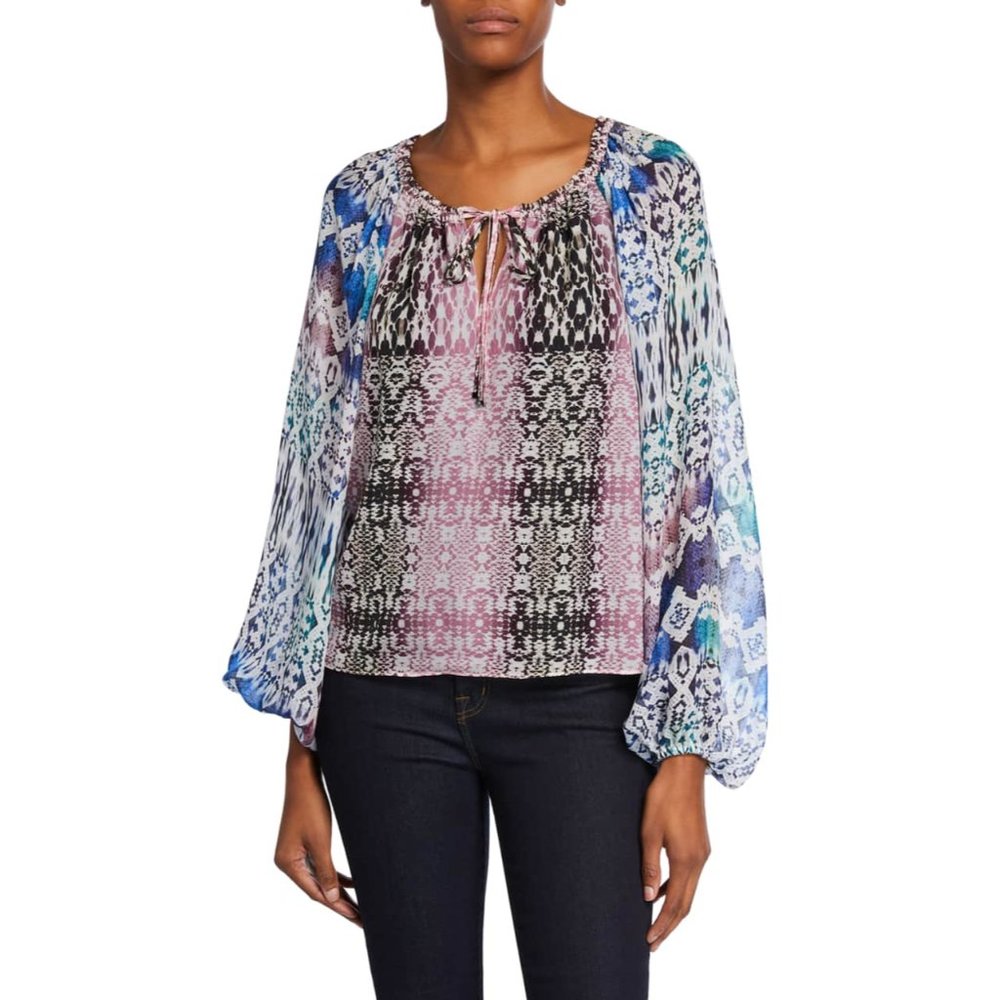 Ramy Brook Kayden Silk Drawstring Tie Blouse size XS